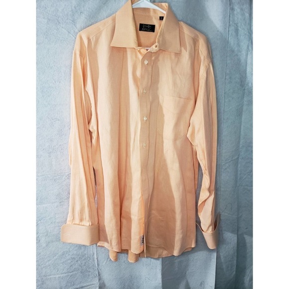 Gitman Brothers Orange herringbone French cuffs long sleeved shirt. 17/34 - Picture 1 of 7